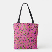 Retro Neon Pink Doodle Muster der 80er/90er Jahre Tasche (Rückseite)