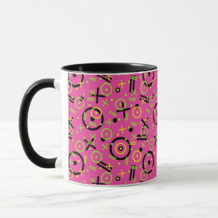 Retro Neon Pink Doodle Muster der 80er/90er Jahre Tasse