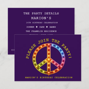 Retro Neon Pink & Gelb Dunkelviolett Boho Jedes Al Einladung