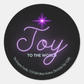 Retro Neon Pink Joy Weihnachtssternadresse Runder Aufkleber (Vorderseite)