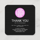 Retro Neon Pink Lights Kunde Vielen Dank Square B Quadratische Visitenkarte (Rückseite)