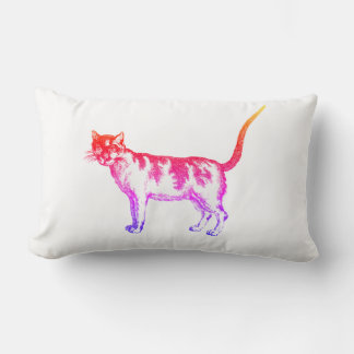 Retro Neon Pop Art Cat Lumbar Kissen