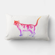 Retro-Neon-Pop-Art-Katzen-Rücken-Kissen