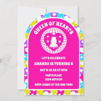 Retro Neon Queen of Hearts Birthday Foto Arch Einladung