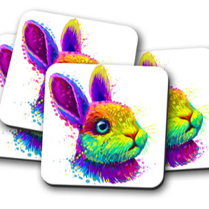 Retro Neon Rabbit Animal   Kaninchen-Untersetzer-S Getränkeuntersetzer
