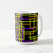 Retro-Neon-Raster Kaffeetasse (VorderseiteRechts)