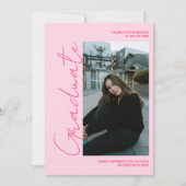 Retro-Neon-Rosa-Abschlussfoto Diplomierung Einladung (Vorderseite)