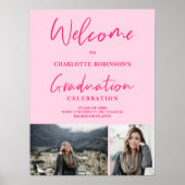 Retro-Neon-Rosa-Foto-Skript willkommen Abschluss Poster (Vorne)