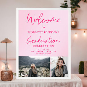 Retro-Neon-Rosa-Foto-Skript willkommen Abschluss Poster