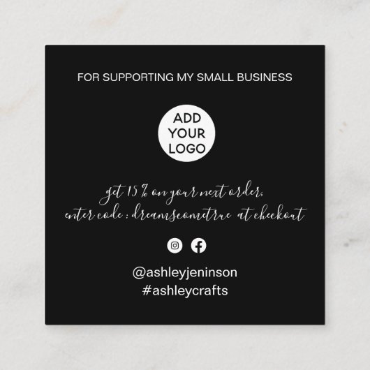 Retro Neon rosa Schilderreihenfolge danke schwarz Quadratische Visitenkarte (Rückseite)