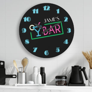 Retro-Neon-Schild Kaffee-Café Große Wanduhr