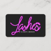 Retro Neon Script Lash Techniker Visitenkarte (Vorderseite)
