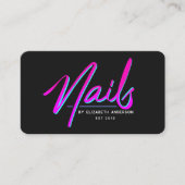 Retro Neon Script Nail Artist Visitenkarte (Vorderseite)
