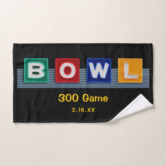Retro Neon Sign 300 Spiel, Bowling Handtuch (Handtuch)