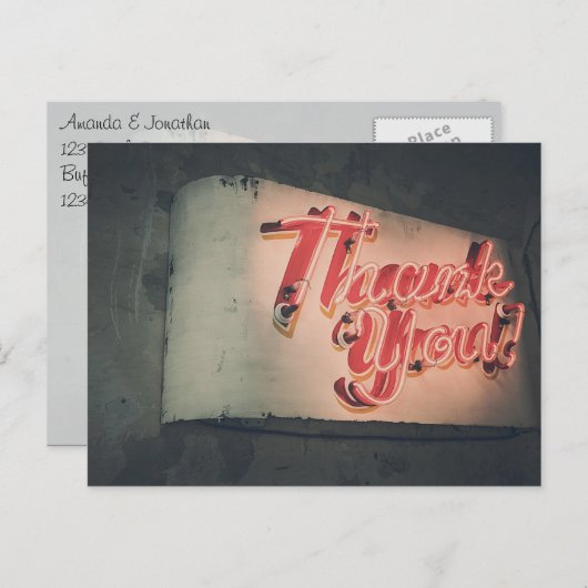 Retro Neon Sign Vielen Dank Postkarte (Vorne/Hinten)