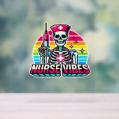Retro Neon Skeleton Nurse - Funny Spooky Medical D Acrylschild (Neutral)