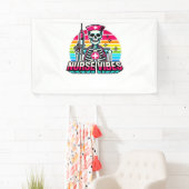 Retro Neon Skeleton Nurse - Funny Spooky Medical D Banner (Insitu)