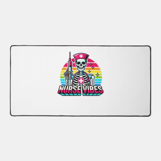 Retro Neon Skeleton Nurse - Funny Spooky Medical D Schreibtischunterlage (Vorderseite)