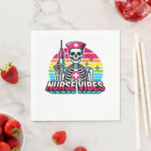 Retro Neon Skeleton Nurse - Funny Spooky Medical D Serviette (Beispiel)