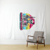 Retro Neon Skeleton Nurse - Funny Spooky Medical D Wandteppich (Beispiel (Horizontal))