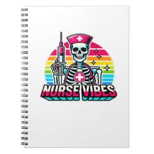 Retro-Neon-Skelett-Krankenschwester � Lustiges gru Notizblock