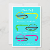 Retro Neon Snorkels Summer Swim Party Einladung (Vorderseite)