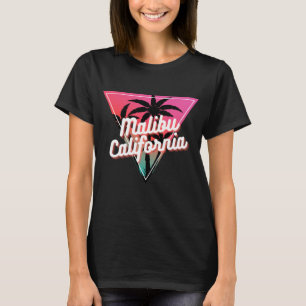 Retro-Neon-Sonnenuntergang-Palmen Malibu Kaliforni T-Shirt
