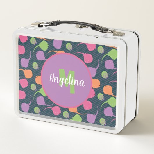 Retro Neon Stingray Metal Lunch Box (Rückseite)