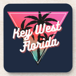 Retro Neon Sunset Palm Trees Key West Florida Getränkeuntersetzer