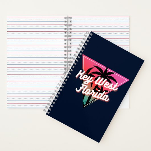 Retro Neon Sunset Palm Trees Key West Florida Notizblock (Innen)