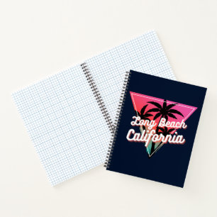 Retro Neon Sunset Palm Trees Long Beach California Notizblock