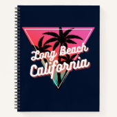 Retro Neon Sunset Palm Trees Long Beach California Notizblock (Vorderseite)