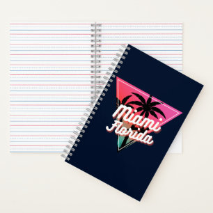 Retro Neon Sunset Palm Trees Miami Florida Notizblock