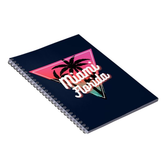 Retro Neon Sunset Palm Trees Miami Florida Notizblock (Rechte Seite)