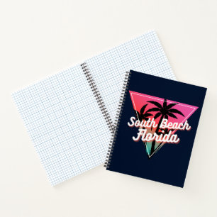Retro Neon Sunset Palm Trees South Beach Florida Notizblock