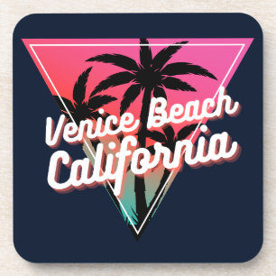 Retro Neon Sunset Palm Trees Venice Beach Getränkeuntersetzer