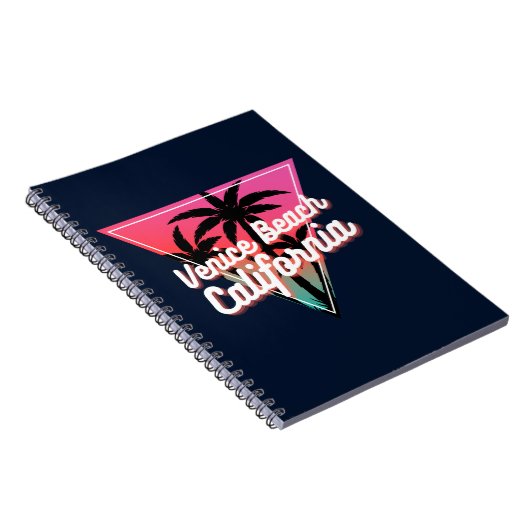 Retro Neon Sunset Palm Trees Venice Beach Notizblock (Rechte Seite)