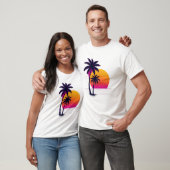 Retro Neon Sunset Palms T-Shirt (Unisex)
