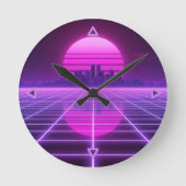 Retro Neon Synthwave Infinity Gitter Wanduhr - Cy (Vorderseite)