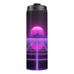 Retro-Neon-Synthwave-Unendlichkeit-Gitter-Thermal- Thermosbecher