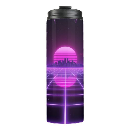 Retro-Neon-Synthwave-Unendlichkeit-Gitter-Thermal- Thermosbecher (Vorderseite)