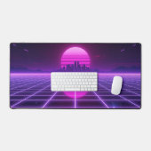 Retro-Neon-Synthwave-Unendlichkeit-Gitternetz-Hori Schreibtischunterlage (Tastatur & Maus)