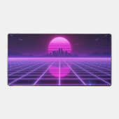 Retro-Neon-Synthwave-Unendlichkeit-Gitternetz-Hori Schreibtischunterlage (Vorderseite)