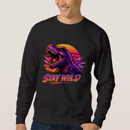 Retro-Neon-T-Rex-Brüllen Sweatshirt (Vorderseite)