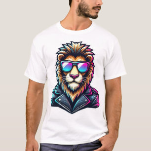 Retro Neon T-Rex Skater 80er Synthwave Dinosaur T-Shirt