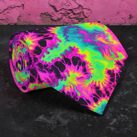 Retro Neon Tie-Dye Custom Necktie Krawatte