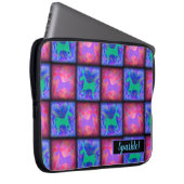 Retro Neon Unicorn Karos Musterspass Kunst, Dichtu Laptopschutzhülle (Vorne Rechts)