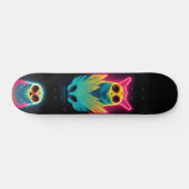 Retro Neon Vaporwave Owls Board Skateboard (Horizontal)