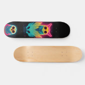 Retro Neon Vaporwave Owls Board Skateboard (Horizontal)