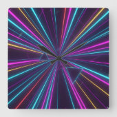 Retro Neon Wall Clock - 80er Futuristic Design Quadratische Wanduhr (Vorderseite)
